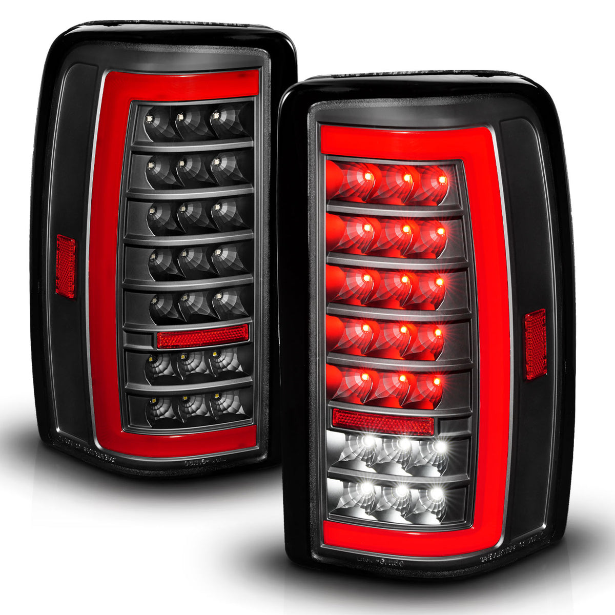 Tail Light Set LED W/ Light Bar Style Black Housing Clear Lens Pair Chevrolet Suburban 1500/2500/Tahoe 2000-2006, GMC Yukon/XL 1500/XL 2500 2000-2006 AnzoUSA-1
