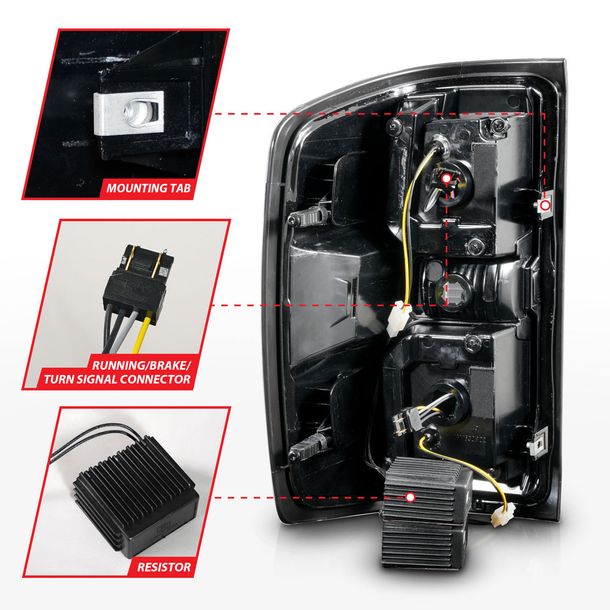 Tail Light Set LED W/ Light Bar Style Sequential Black Housing Smoke Lens Pair Chevrolet Silverado 1500 2014-2018, 2500 HD/3500 HD 2015-2019, GMC Sierra 3500 HD 2015-2019 AnzoUSA-3