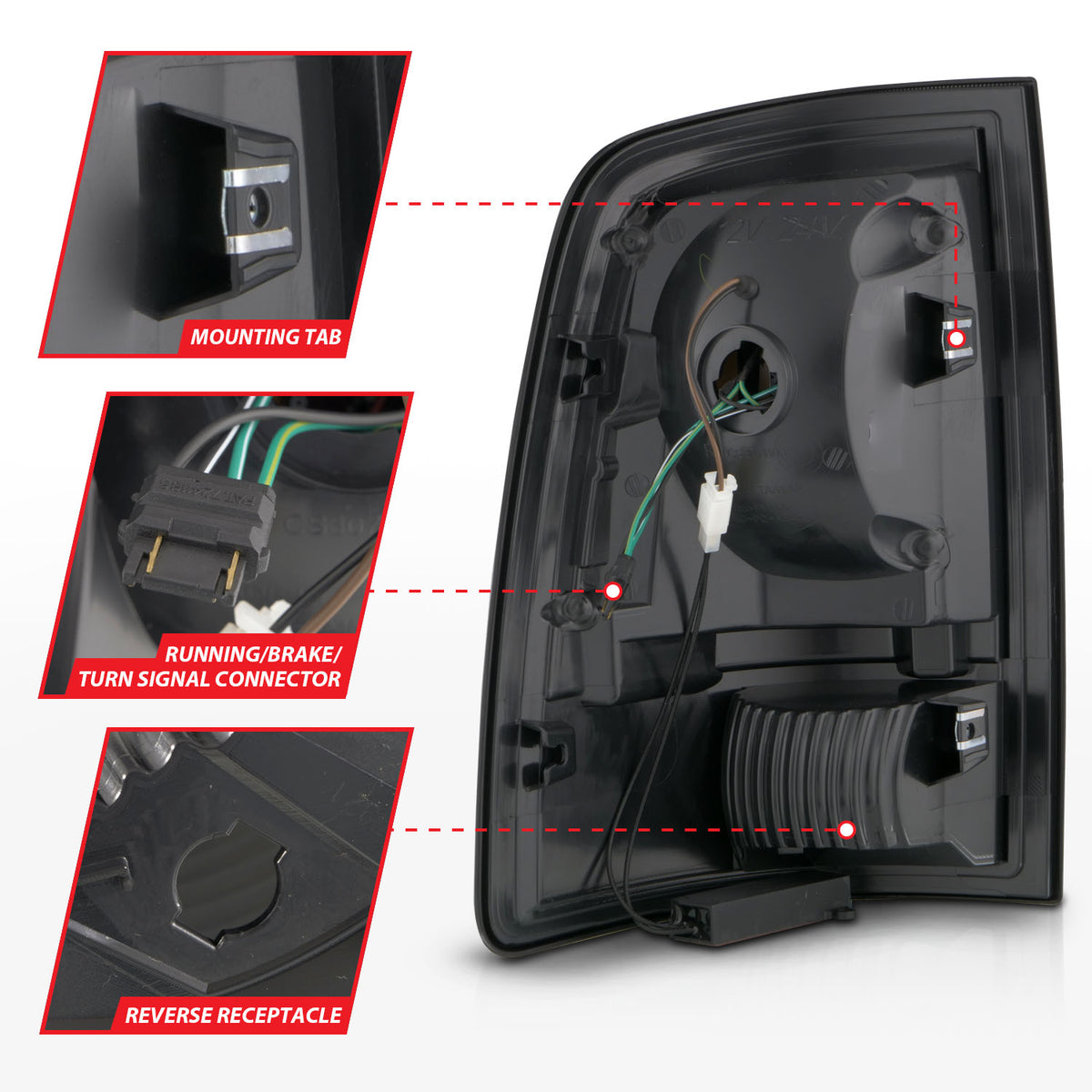 Tail Light Set Sequential LED Black Housing Clear Lens PairRam 1500/2500/3500 2011-2018 AnzoUSA-4