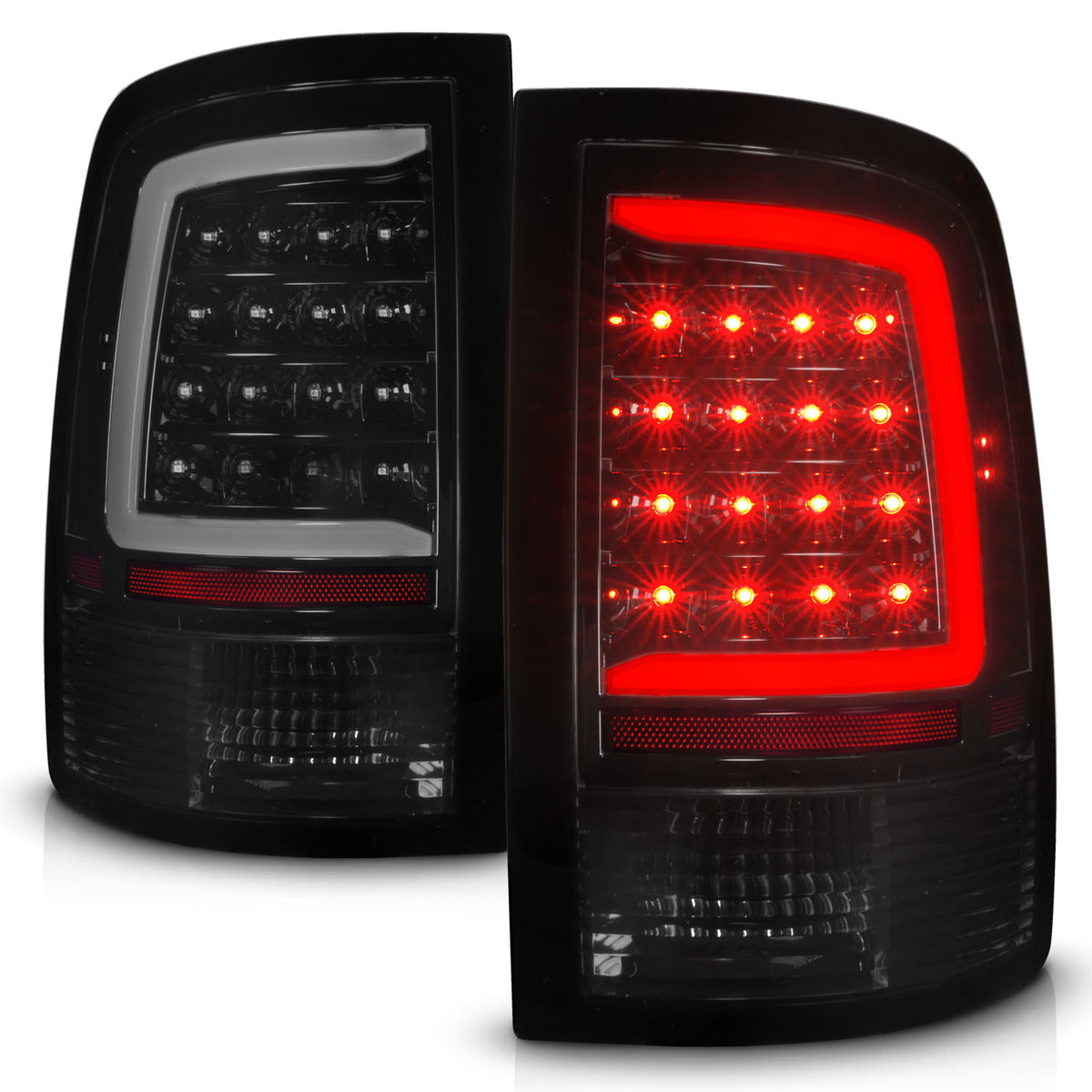 Tail Light Set Sequential LED Black Housing Smoke Lens PairRam 1500/2500/3500 2011-2018 AnzoUSA-1