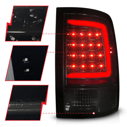 Tail Light Set Sequential LED Black Housing Smoke Lens PairRam 1500/2500/3500 2011-2018 AnzoUSA-2