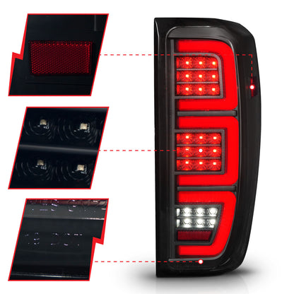 Tail Light Set Full LED Tube Sequential Signal Black Housing Smoke Lens Pair GMC Sierra 1500 2019-2024, 2500 HD/3500 HD 2020-2025 AnzoUSA-2