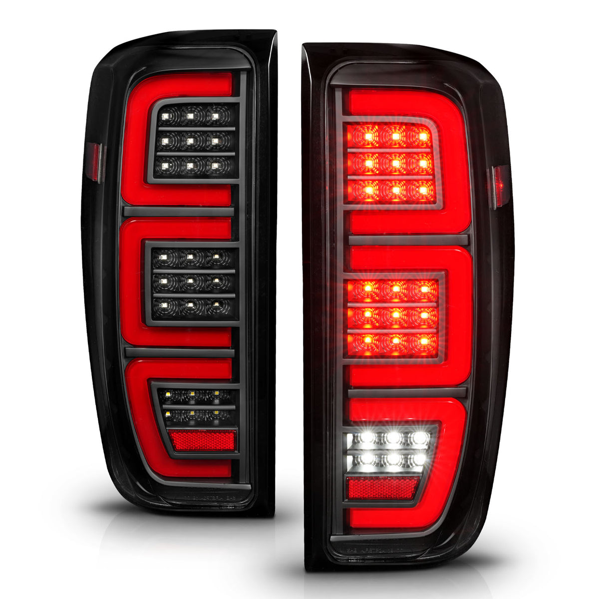 Tail Light Set Full LED Tube Sequential Signal Black Housing Clear Lens Pair GMC Sierra 1500 2019-2023, 2500 HD/3500 HD 2020-2023 AnzoUSA-1