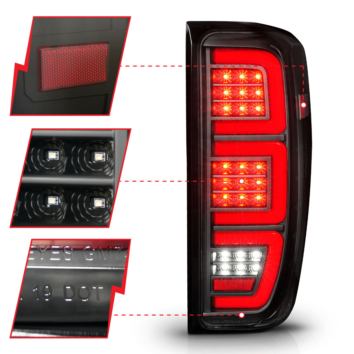 Tail Light Set Full LED Tube Sequential Signal Black Housing Clear Lens Pair GMC Sierra 1500 2019-2023, 2500 HD/3500 HD 2020-2023 AnzoUSA-2