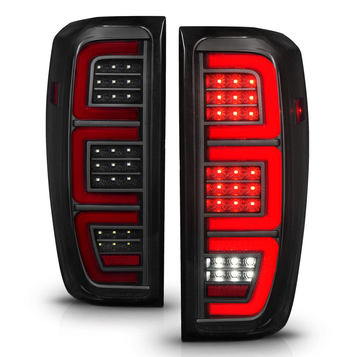 Tail Light Set Full LED Tube Sequential Signal Black Housing Smoke Lens Pair GMC Sierra 1500 2019-2023, 2500 HD/3500 HD 2020-2023 AnzoUSA-1
