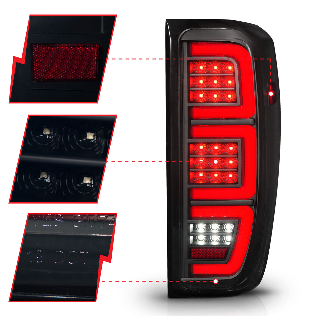 Tail Light Set Full LED Tube Sequential Signal Black Housing Smoke Lens Pair GMC Sierra 1500 2019-2023, 2500 HD/3500 HD 2020-2023 AnzoUSA-2