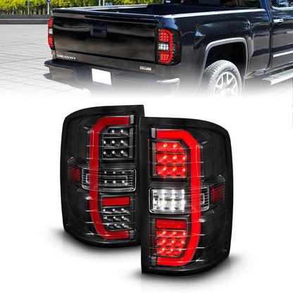Tail Light Set LED Tube Sequential Signal Black Housing Clear Lens Pair GMC Sierra 1500/2500 HD/3500 HD 2014-2019, 1500 Limited 2019 AnzoUSA