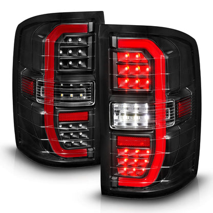 Tail Light Set LED Tube Sequential Signal Black Housing Clear Lens Pair GMC Sierra 1500/2500 HD/3500 HD 2014-2019, 1500 Limited 2019 AnzoUSA-1