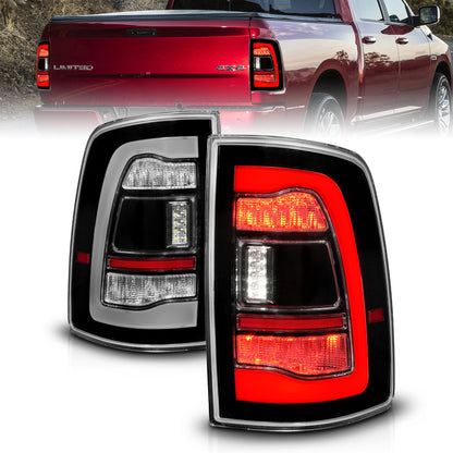 Tail Light Set LED Tail Lights Black Clear Lens W/Assembly Sequential LED Turn Signal Black Housing Pair Dodge Ram 1500/2500/3500 2009-2018 AnzoUSA