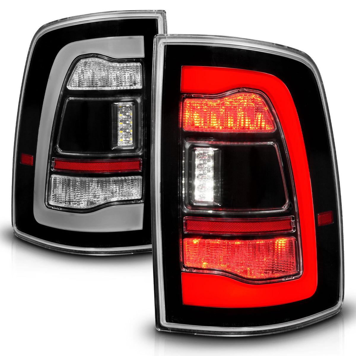 Tail Light Set LED Tail Lights Black Clear Lens W/Assembly Sequential LED Turn Signal Black Housing Pair Dodge Ram 1500/2500/3500 2009-2018 AnzoUSA-1