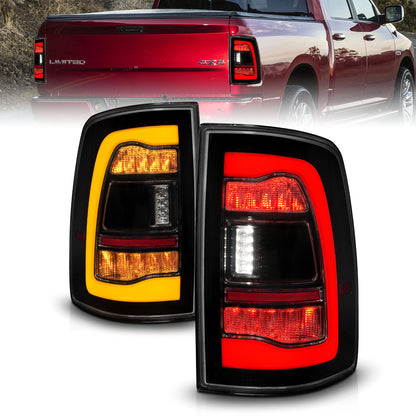 Tail Light Set LED Sequential LED Amber Switchback Turn Signal Black Housing Smoke Lens Pair Dodge Ram 1500/2500/3500 2009-2010, Ram 1500/2500/3500 2011-2018, Ram 1500 2019-2023 AnzoUSA