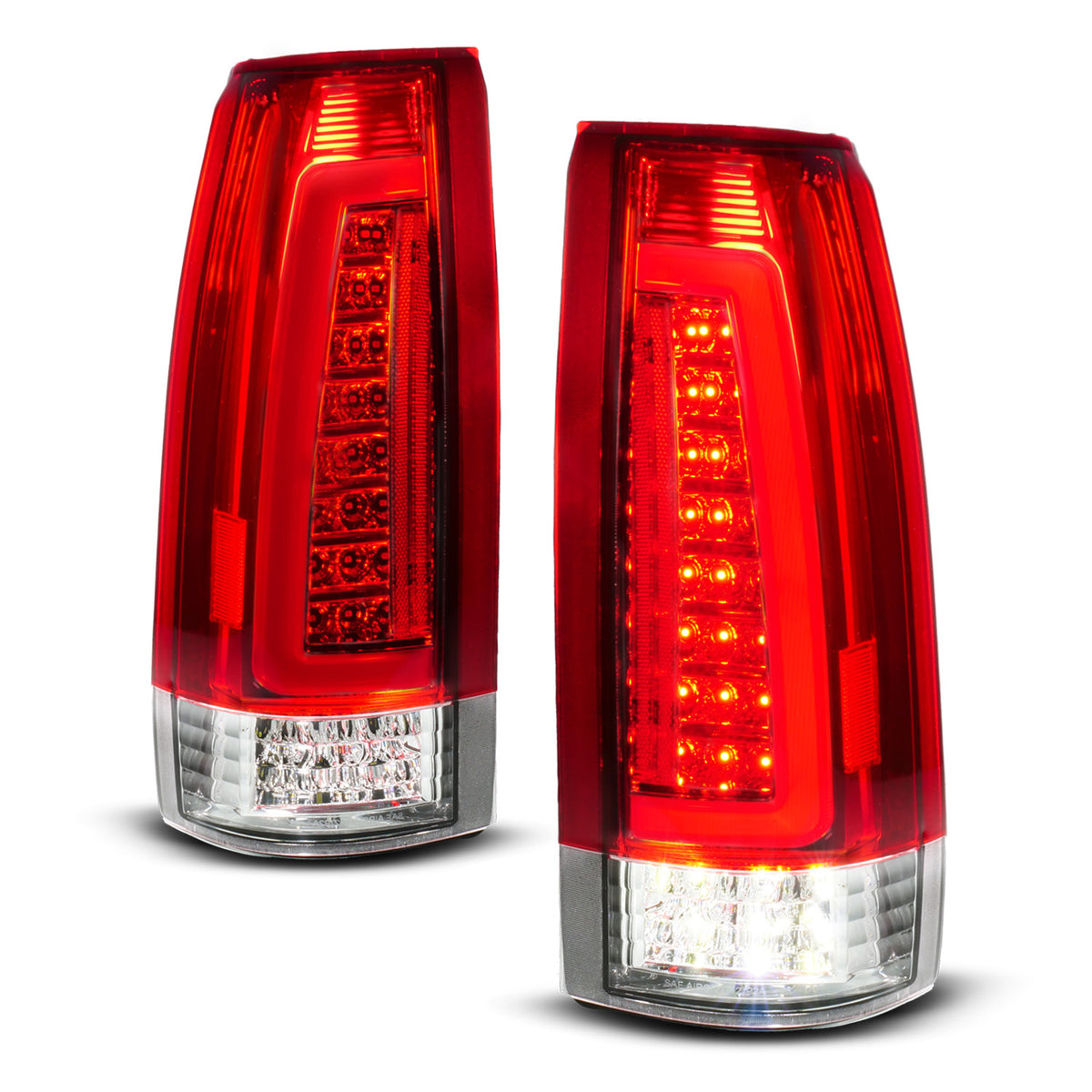 Tail Light Set Full LED Black Housing Clear Lens Pair Do Not Fit For Stepside Bed Models & 99-00 New Body Models Cadillac Escalade 1999-2000, Chevrolet Blazer/Suburban 1992-1994, C1500/C2500/C3500/K1500/K2500/K3500 1988-1999, Tahoe/Yukon 1992-2000 AnzoUSA-1