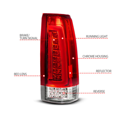 Tail Light Set Full LED Black Housing Clear Lens Pair Do Not Fit For Stepside Bed Models & 99-00 New Body Models Cadillac Escalade 1999-2000, Chevrolet Blazer/Suburban 1992-1994, C1500/C2500/C3500/K1500/K2500/K3500 1988-1999, Tahoe/Yukon 1992-2000 AnzoUSA-3