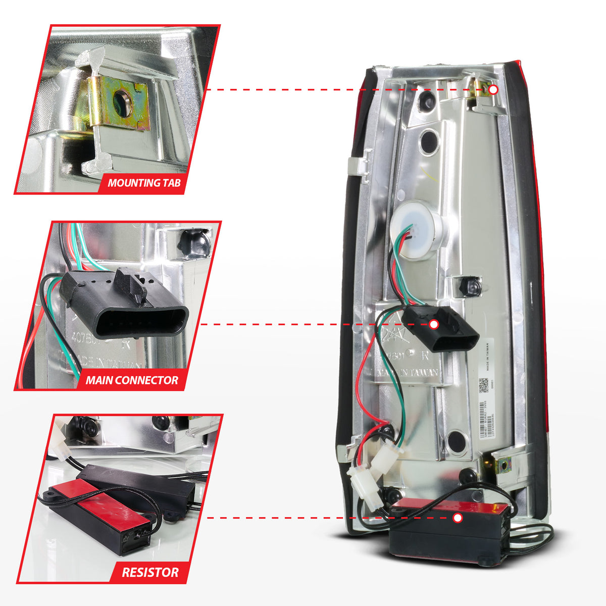Tail Light Set Full LED Black Housing Clear Lens Pair Do Not Fit For Stepside Bed Models & 99-00 New Body Models Cadillac Escalade 1999-2000, Chevrolet Blazer/Suburban 1992-1994, C1500/C2500/C3500/K1500/K2500/K3500 1988-1999, Tahoe/Yukon 1992-2000 AnzoUSA-4