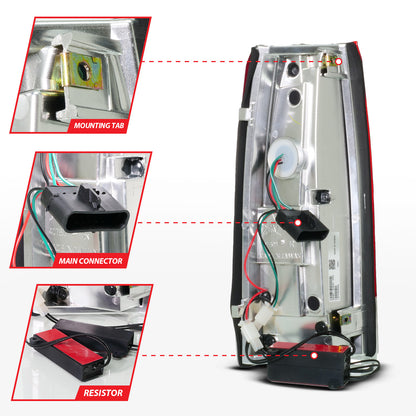Tail Light Set Full LED Black Housing Clear Lens Pair Do Not Fit For Stepside Bed Models & 99-00 New Body Models Cadillac Escalade 1999-2000, Chevrolet Blazer/Suburban 1992-1994, C1500/C2500/C3500/K1500/K2500/K3500 1988-1999, Tahoe/Yukon 1992-2000 AnzoUSA-4