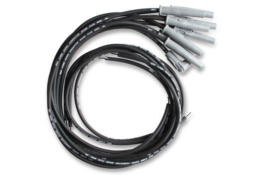 Black Super Conductor 8 Cyl Multi-Angle-Hei, Universal For Engines With Late-Model Type Hei Spark Plug Top Distributor Caps. Multi-Angle Boots And Terminals Installed On One End. 90 Degree Distributor Boots And Terminals Included MSD Ignition