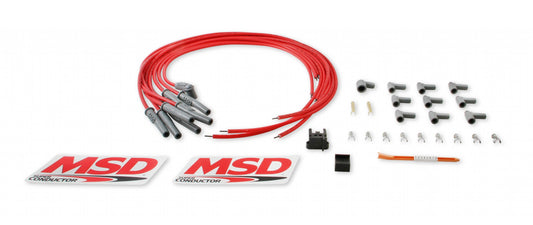 Super Conductor Spark Plug Wire Set Multi-Angle Plug Hei Cap For Engines With Late-Model Type (Hei Spark Plug Top) Distributor Caps 90 Degree Distributor Boots And Terminals Included MSD Ignition-1