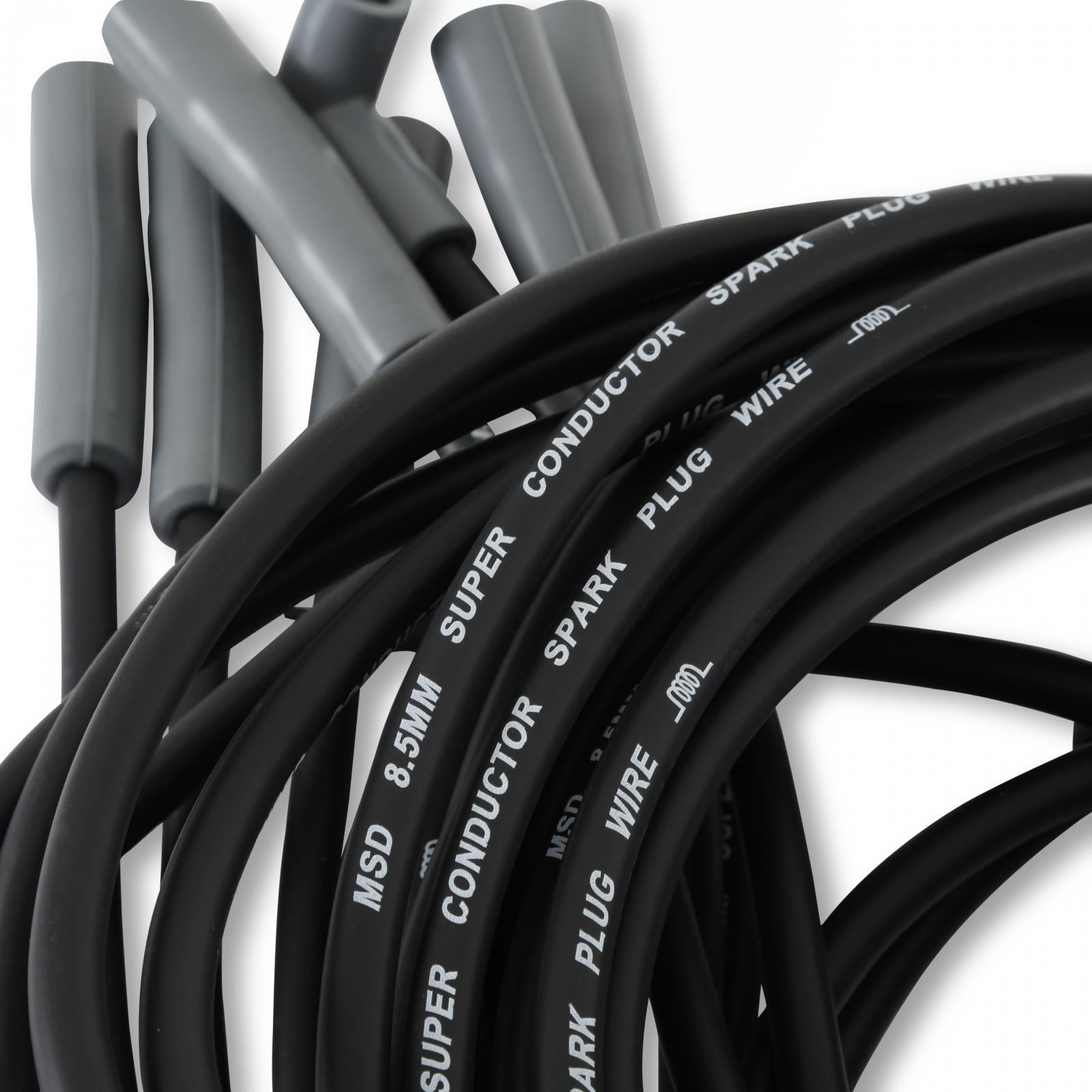 Single Hemi Wire Set Super Conductor 8.5Mm Wire Set Black Black Single Wire 8.5Mm Wire Set Supplied With Black Hemi Tubes, Boots And Terminals And Mini-Crimper. Pre-Crimped At The Spark Plug End MSD Ignition-2