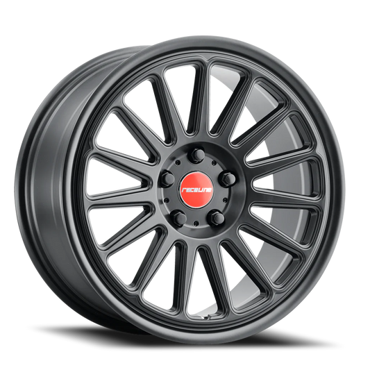 Raceline Wheels Aluminum Wheels 18x9.5 Grip 315B Satin Black Red and Black Logo Raceline Wheels