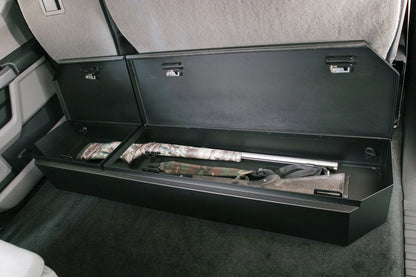 Rear Underseat Lockbox 15-22 F-150 17-22 F-250/350/450 Super Duty w/ Crew Cab w/o Floor Mounted Subwoofer Full Length Black Products Tuffy Security-12