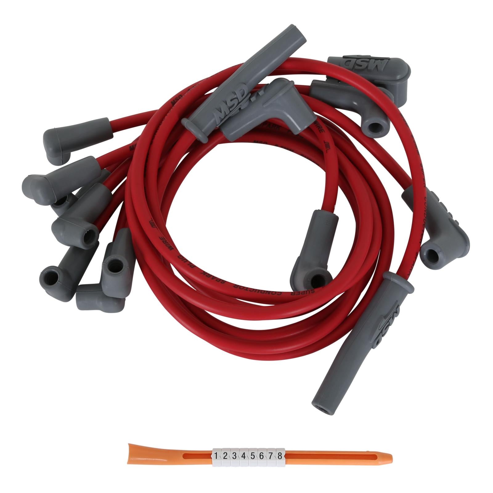 Super Conductor Spark Plug Wire Set 4.3L Chevy Truck, 92-97 For Use On Chevy 4.3L Trucks '92-'97, Red Jacket MSD Ignition