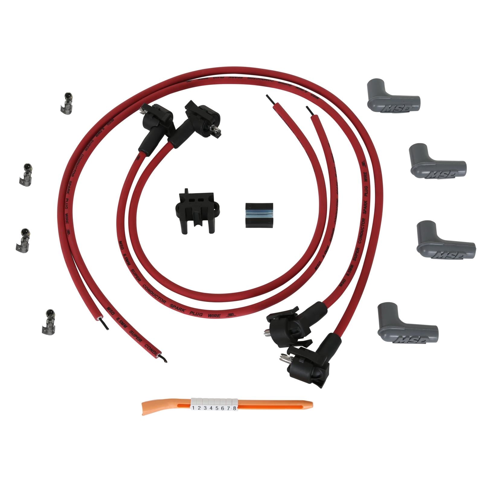 Super Conductor Spark Plug Wire Set 4 Cylinder Midget Universal Set Of 8.5Mm Super Conductor Plug Wires For The Midget Racers MSD Ignition