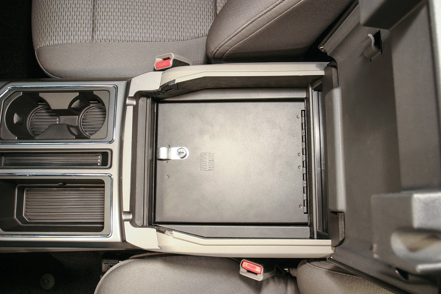 Console Safe 15-22 F-150 / 17-22 F-250/350 Super Duty w/ Flow-Thru Console Black Sandard Key Products Tuffy Security