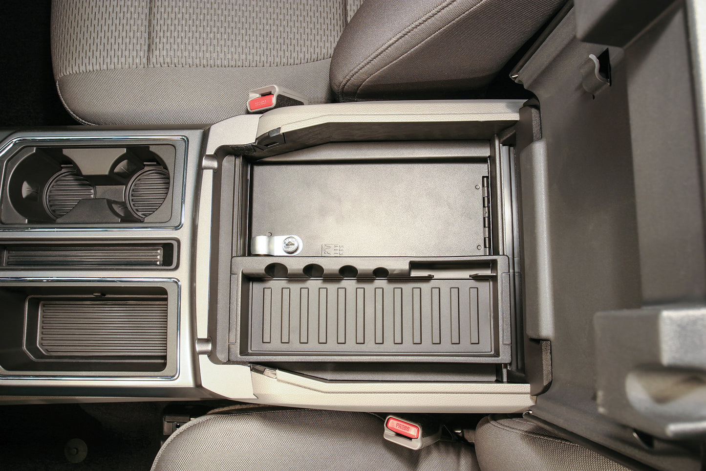 Console Safe 15-22 F-150 / 17-22 F-250/350 Super Duty w/ Flow-Thru Console Black Sandard Key Products Tuffy Security-1