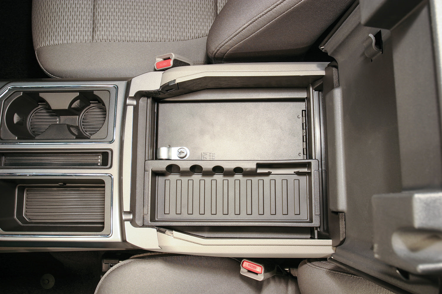 Console Safe 15-22 F-150 / 17-22 F-250/350 Super Duty w/ Flow-Thru Console Black Sandard Key Products Tuffy Security-1