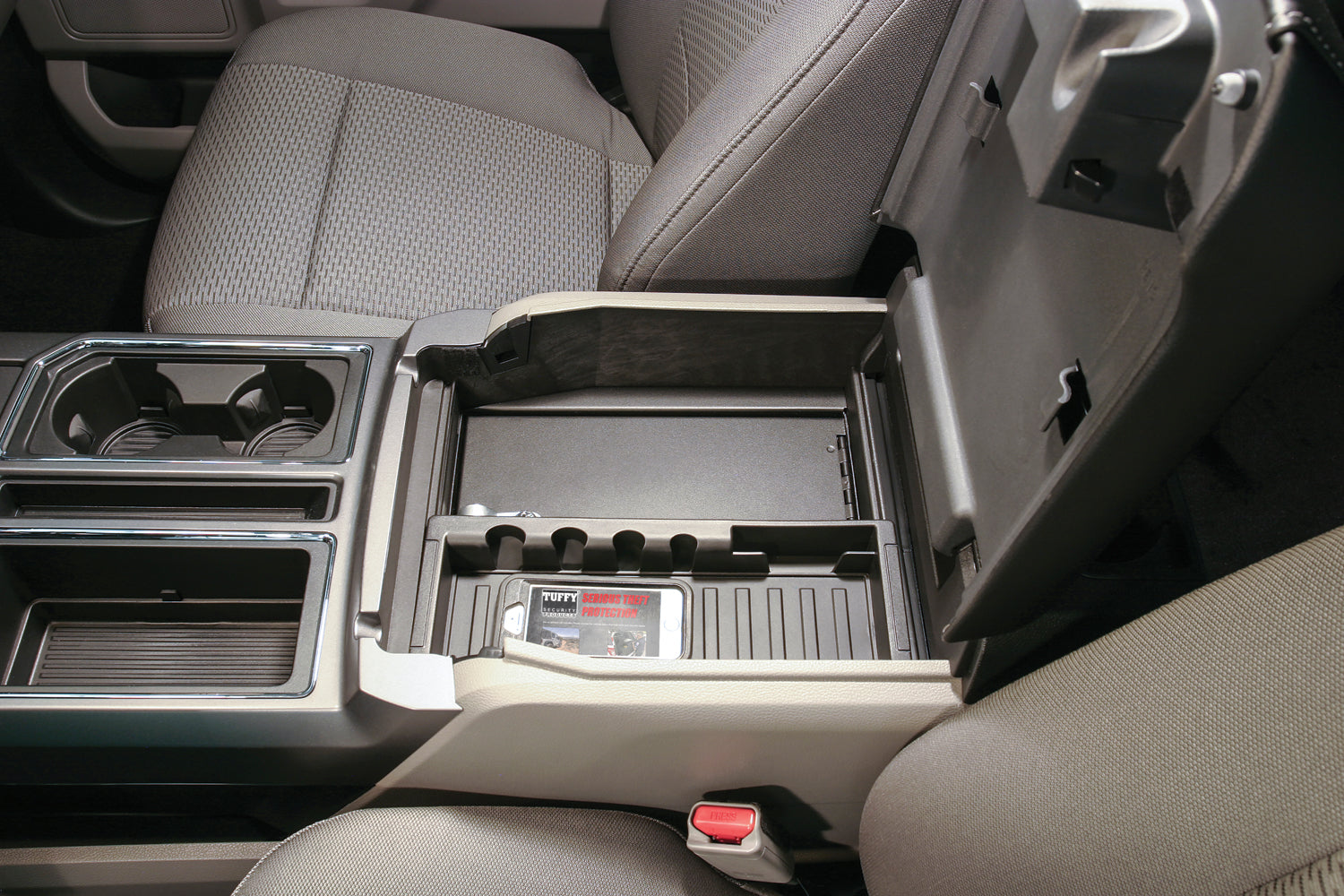 Console Safe 15-22 F-150 / 17-22 F-250/350 Super Duty w/ Flow-Thru Console Black Sandard Key Products Tuffy Security-5