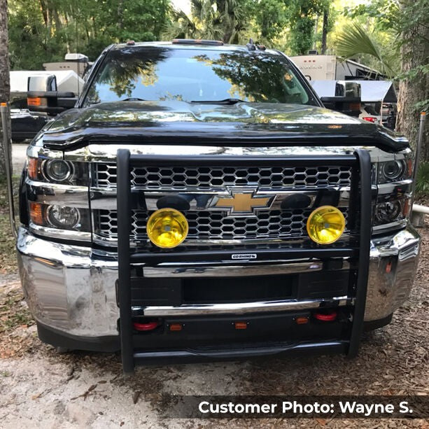 3000 Series StepGuard Center Grille Guard Only Black Powder Coat 2015-2019 Silverado 2500/3500 HD Go Rhino-1