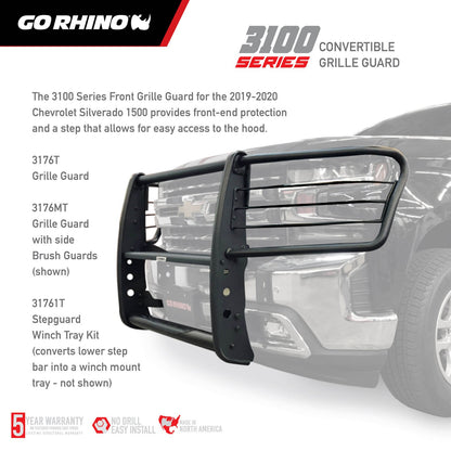3100 Series StepGuard with Brush Guards Textured Black 2019-2021 Silverado 1500 2022-2022 Silverado 1500 LTD Go Rhino-7