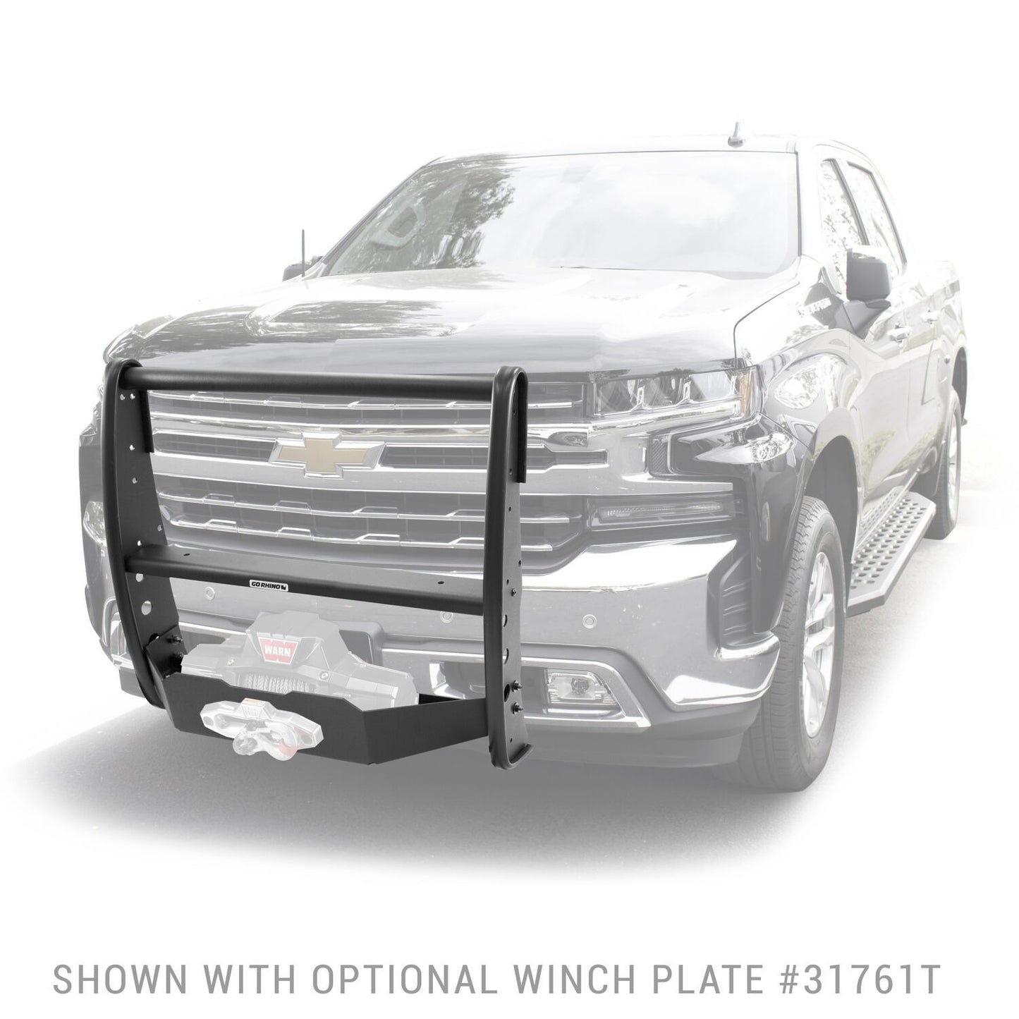 3100 Series StepGuard Center Grille Guard Only Textured Black 2019-2021 Silverado 1500 2022-2022 Silverado 1500 LTD Go Rhino-3
