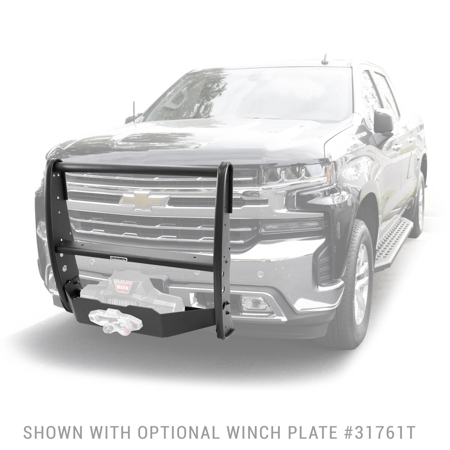 3100 Series StepGuard Center Grille Guard Only Textured Black 2019-2021 Silverado 1500 2022-2022 Silverado 1500 LTD Go Rhino-3