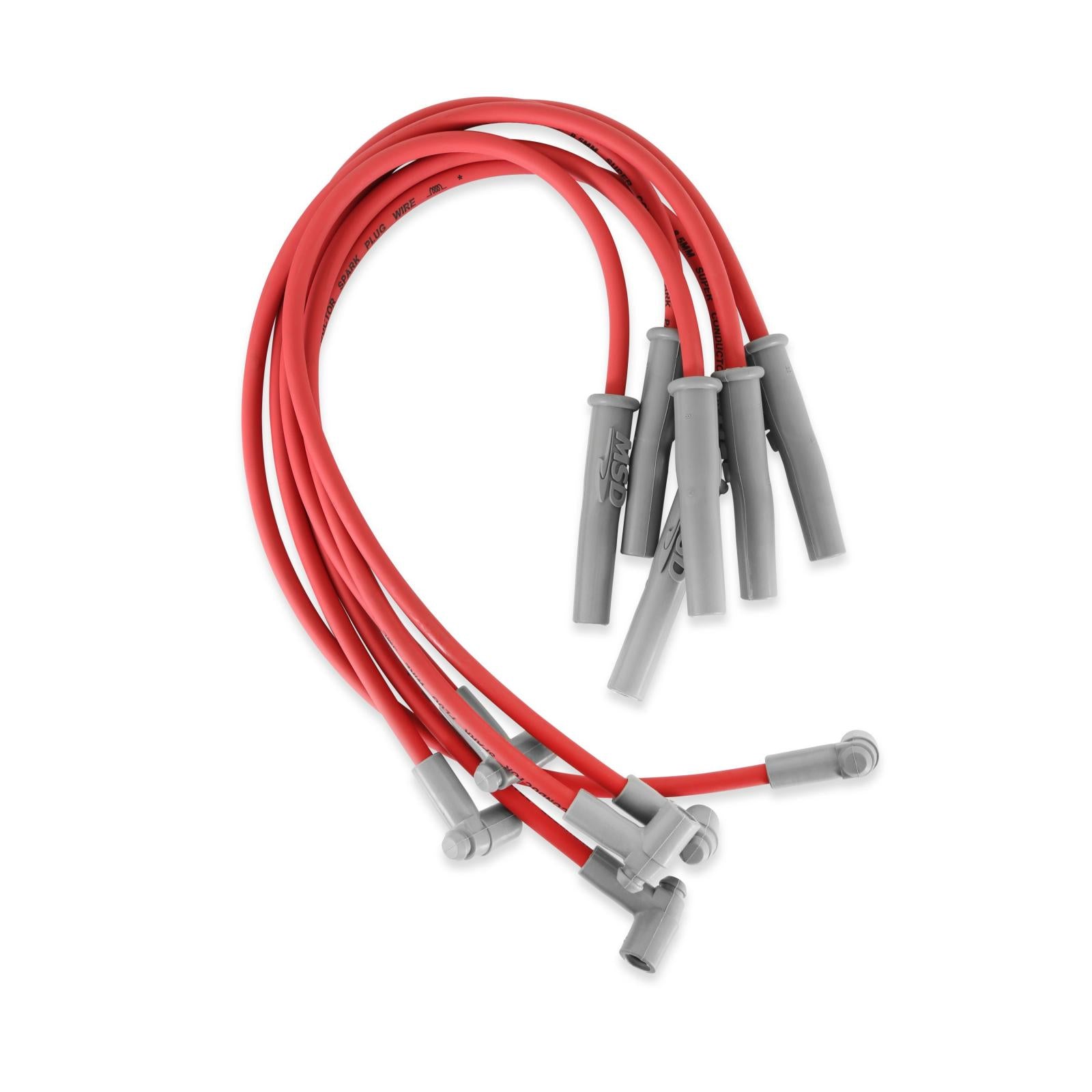Super Conductor Spark Plug Wire Set Buick Grand Natl, 3.8L V6 Distless For Use On Buick Grand National, 3.8L V6 Distributorless, Red Jacket MSD Ignition