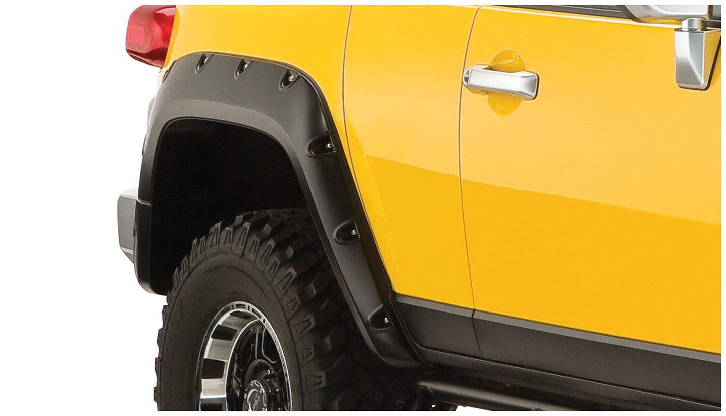 Black Pocket/Rivet Style Smooth Finish 4-Piece Fender Flare Set For 2007-2014 Toyota Fj Cruiser Bushwacker-2