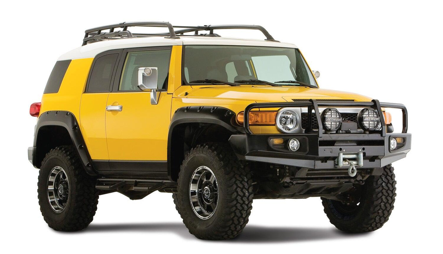 Black Pocket/Rivet Style Smooth Finish 4-Piece Fender Flare Set For 2007-2014 Toyota Fj Cruiser Bushwacker-3