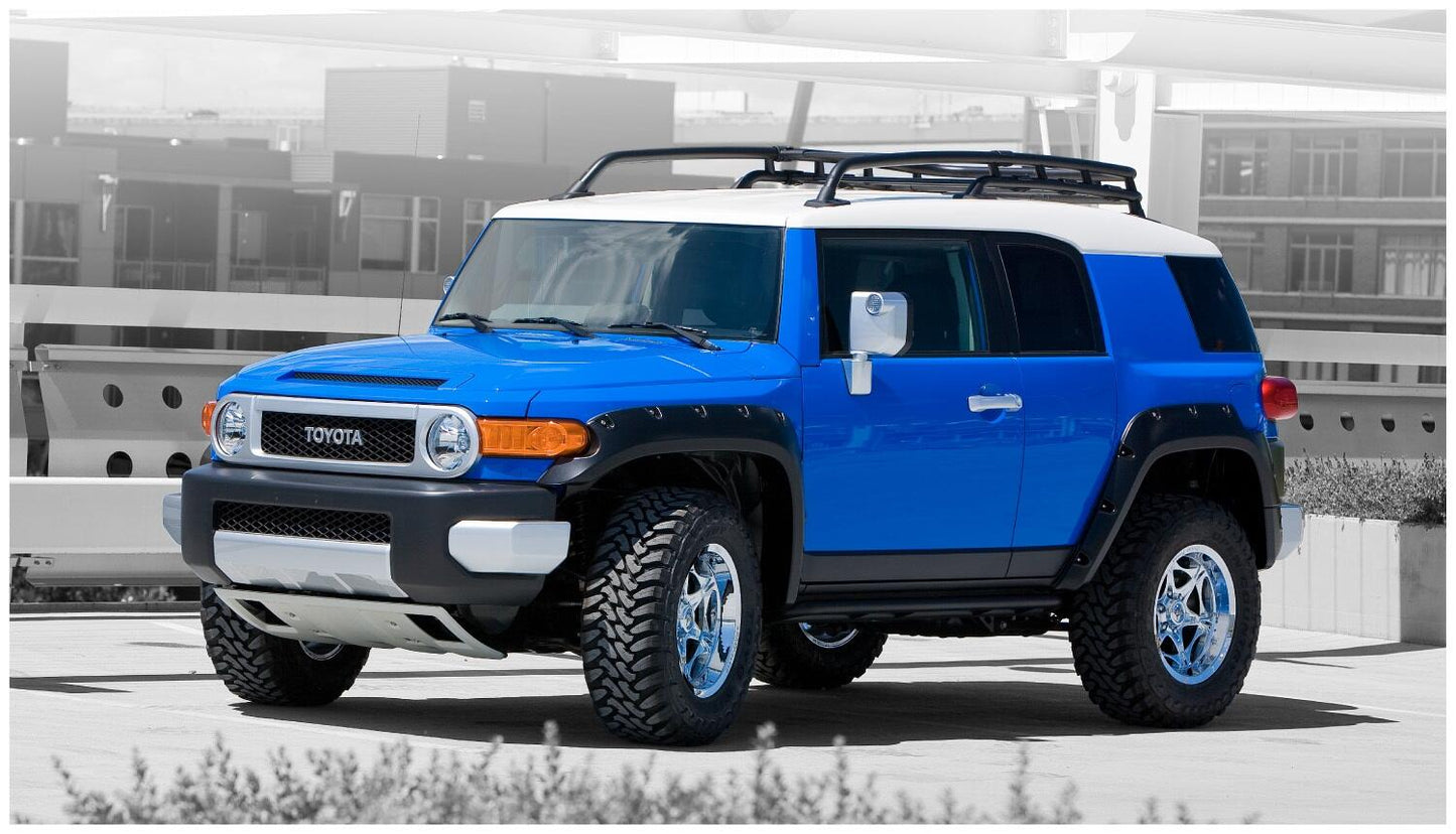 Black Pocket/Rivet Style Smooth Finish 4-Piece Fender Flare Set For 2007-2014 Toyota Fj Cruiser Bushwacker-4