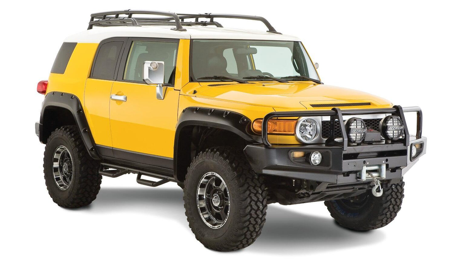 Black Pocket/Rivet Style Smooth Finish 4-Piece Fender Flare Set For 2007-2014 Toyota Fj Cruiser Bushwacker-5