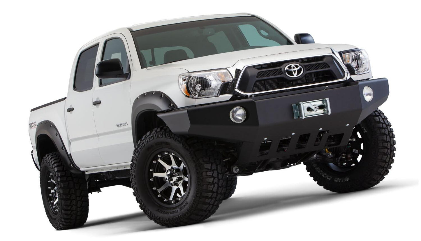 Black Pocket/Rivet Style Smooth Finish 4-Piece Fender Flare Set For 2012-2015 Toyota Tacoma Bushwacker