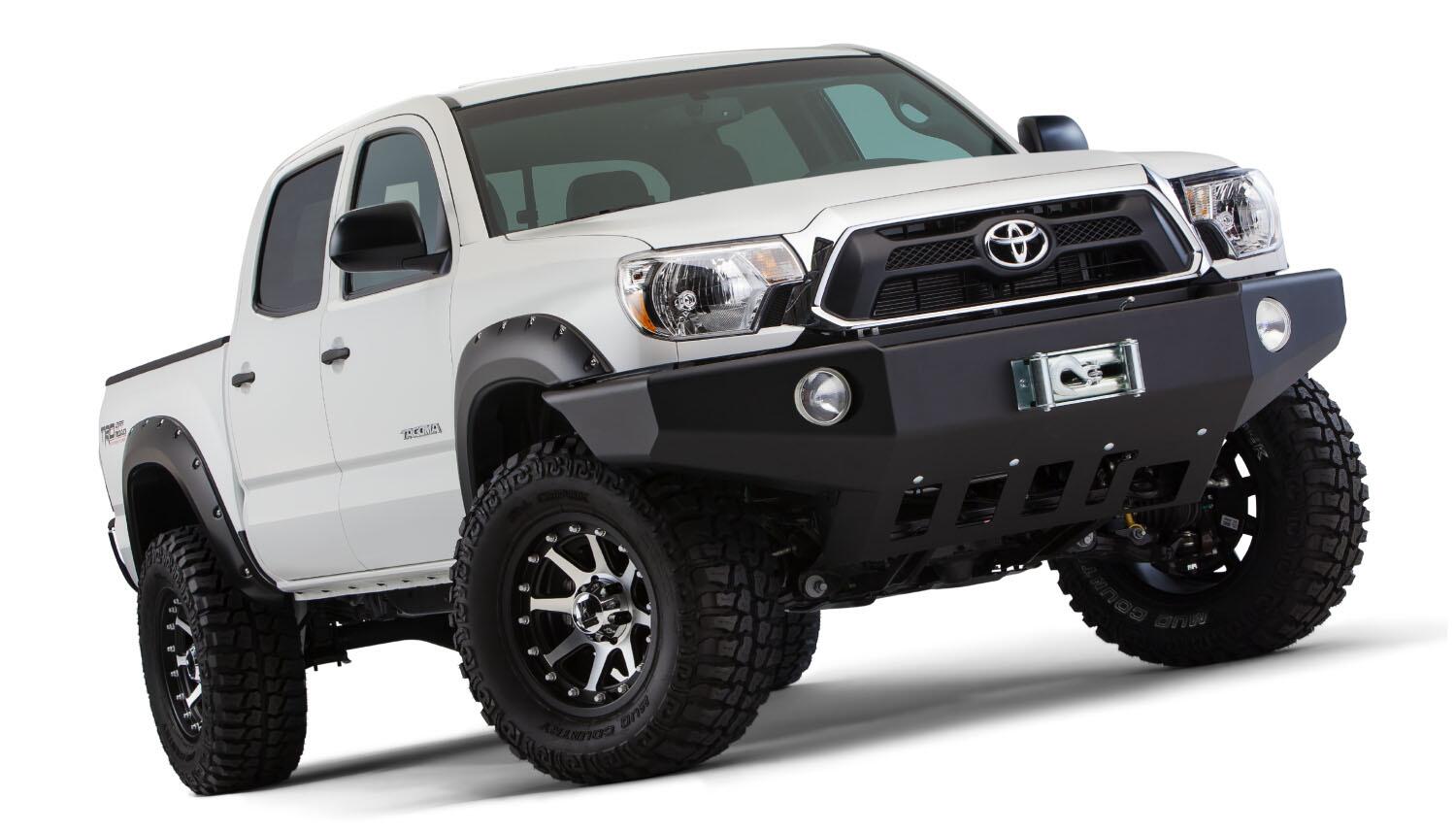 Black Pocket/Rivet Style Smooth Finish 4-Piece Fender Flare Set For 2012-2015 Toyota Tacoma Bushwacker