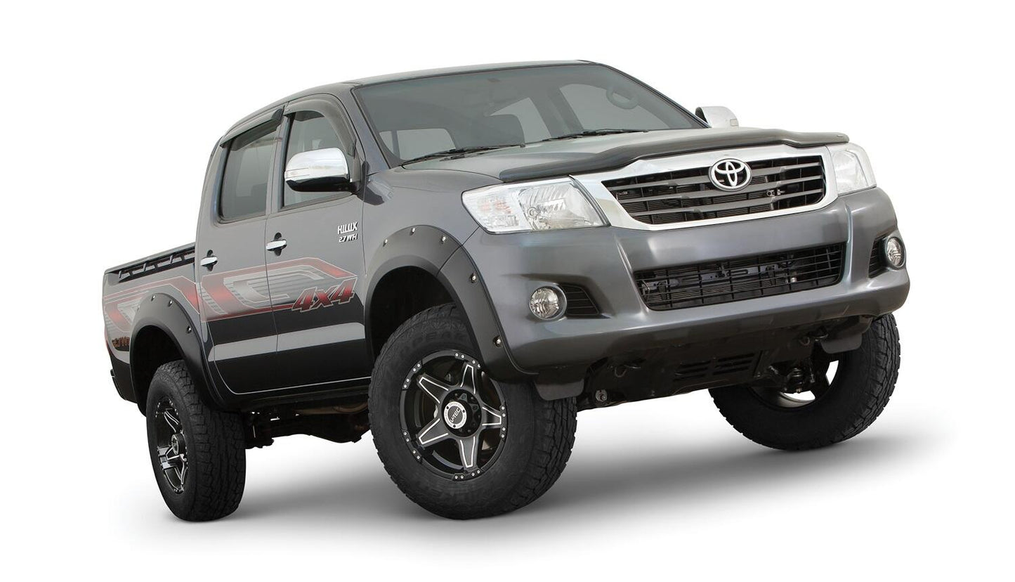 Black Pocket/Rivet Style Smooth Finish 4-Piece Fender Flare Set For 2011-2013 Toyota Hilux Bushwacker-4