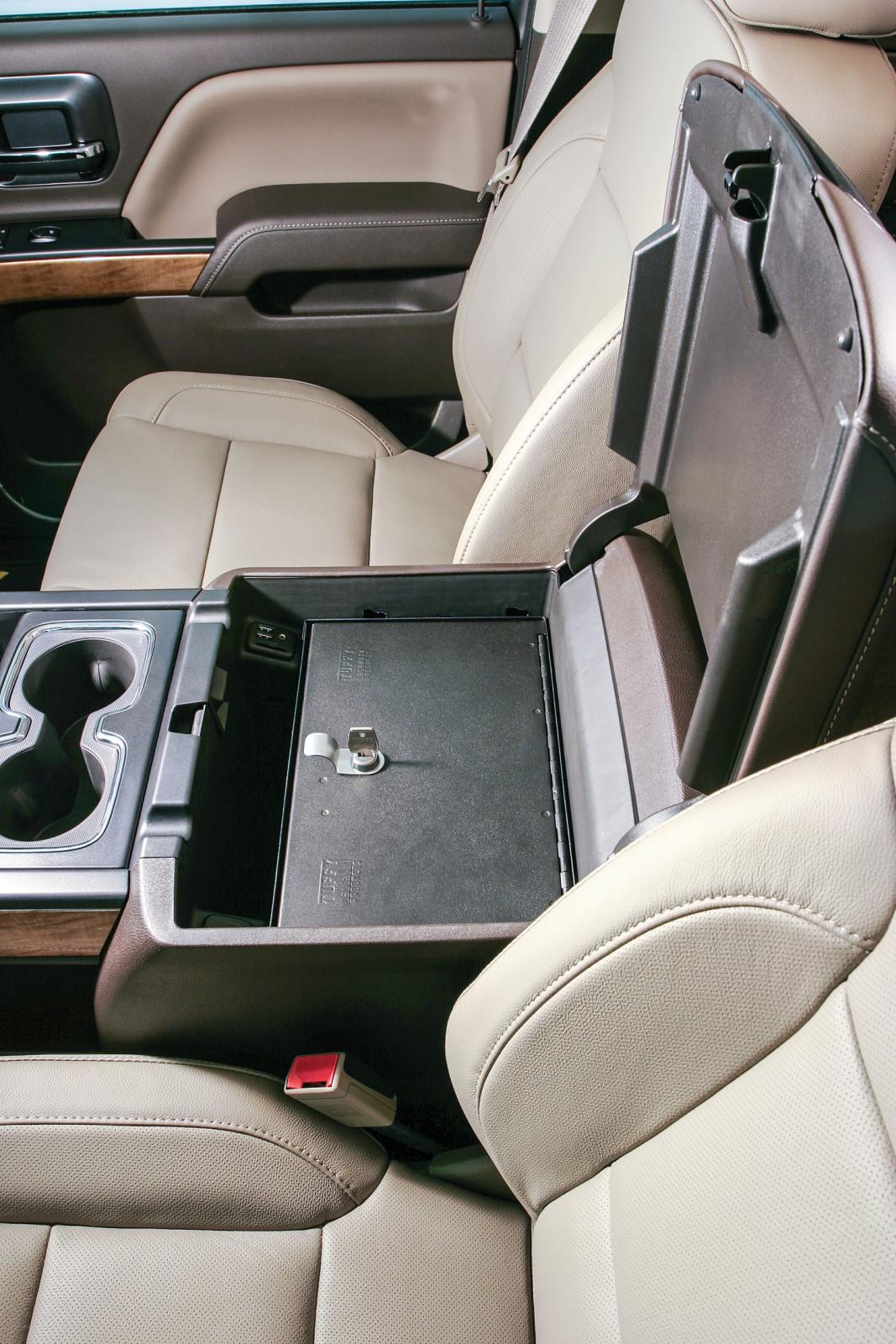 Console Safe - 14-19 Silverado/Sierra 1500 {19 Old Body Style} / 15-19 2500HD/3500HD / 15-20 Suburban/Tahoe/Yukon/Yukon XL w/ Flow-Thru Console Black Products Tuffy Security-2