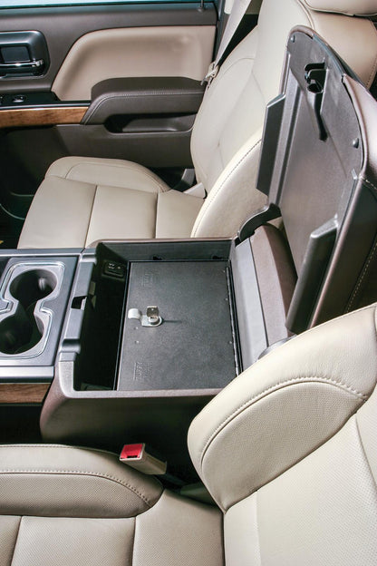 Console Safe - 14-19 Silverado/Sierra 1500 {19 Old Body Style} / 15-19 2500HD/3500HD / 15-20 Suburban/Tahoe/Yukon/Yukon XL w/ Flow-Thru Console Black Products Tuffy Security-2