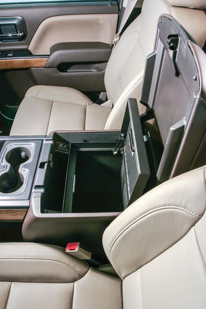 Console Safe - 14-19 Silverado/Sierra 1500 {19 Old Body Style} / 15-19 2500HD/3500HD / 15-20 Suburban/Tahoe/Yukon/Yukon XL w/ Flow-Thru Console Black Products Tuffy Security-3