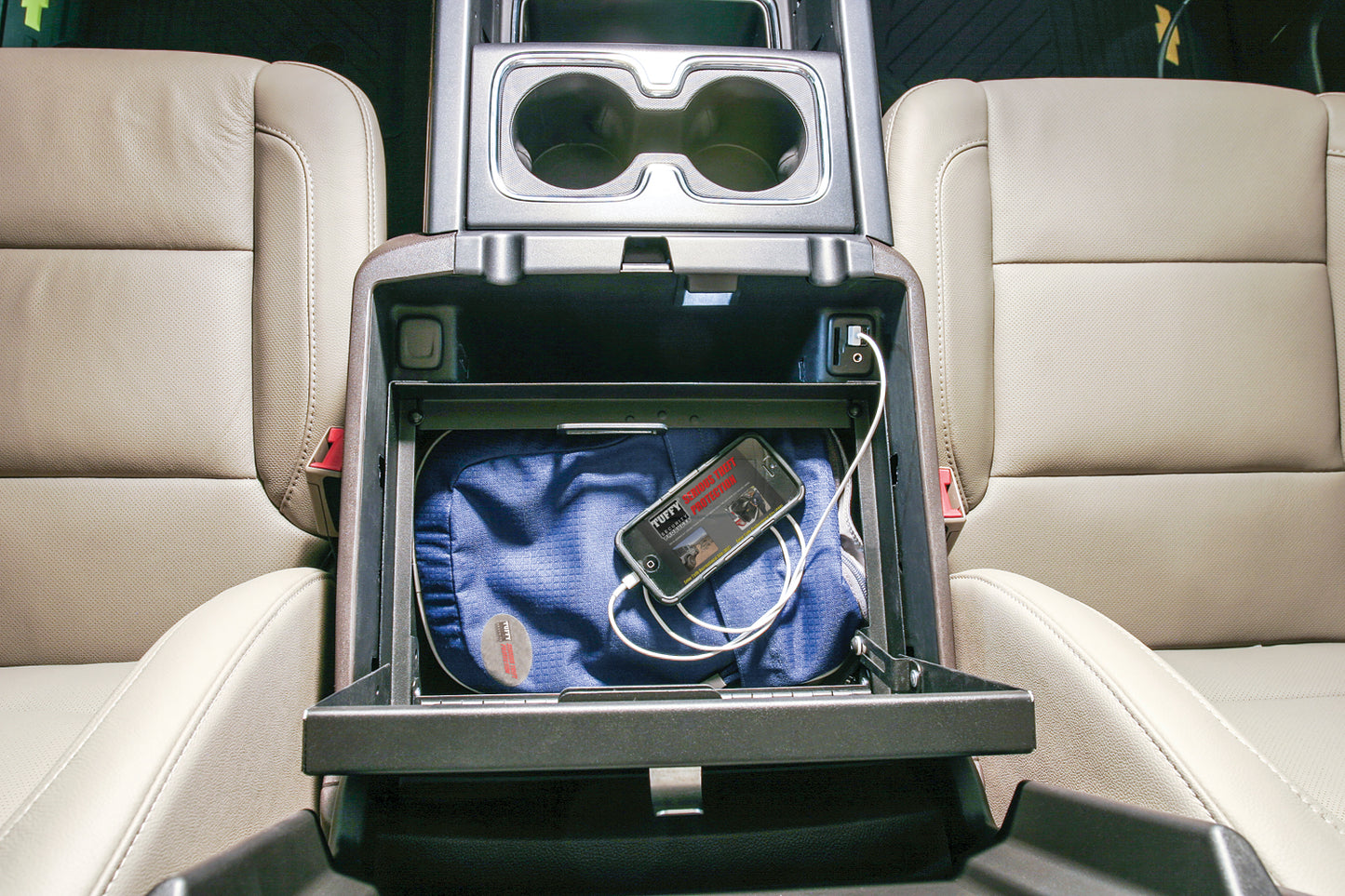 Console Safe - 14-19 Silverado/Sierra 1500 {19 Old Body Style} / 15-19 2500HD/3500HD / 15-20 Suburban/Tahoe/Yukon/Yukon XL w/ Flow-Thru Console Black Products Tuffy Security-13