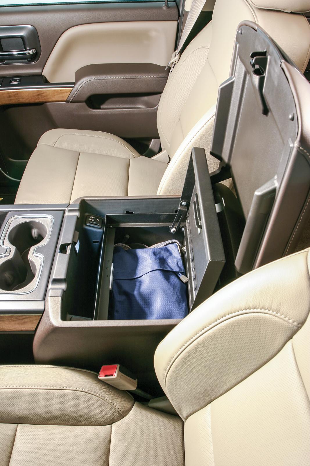 Console Safe - 14-19 Silverado/Sierra 1500 {19 Old Body Style} / 15-19 2500HD/3500HD / 15-20 Suburban/Tahoe/Yukon/Yukon XL w/ Flow-Thru Console Black Products Tuffy Security-4
