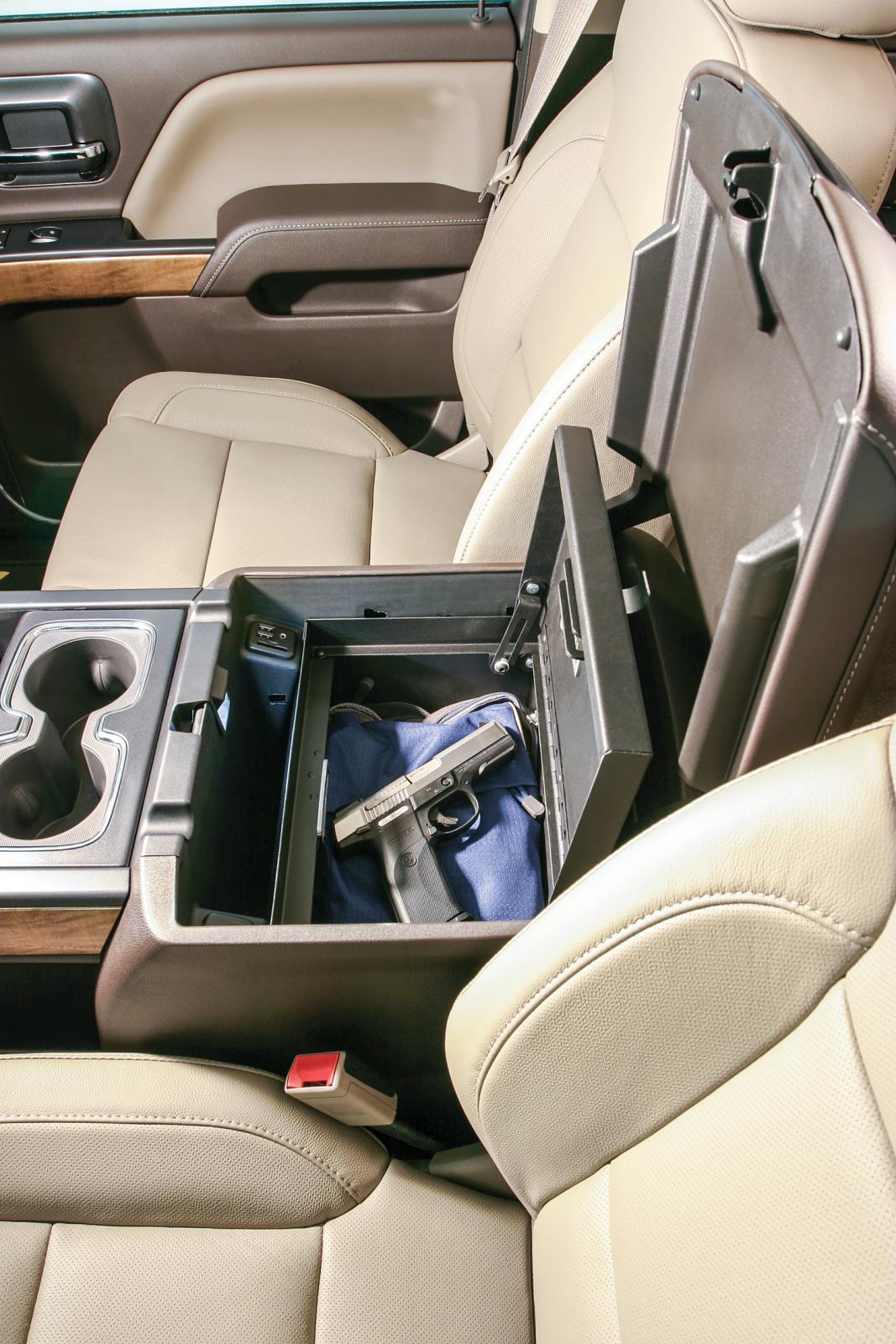Console Safe - 14-19 Silverado/Sierra 1500 {19 Old Body Style} / 15-19 2500HD/3500HD / 15-20 Suburban/Tahoe/Yukon/Yukon XL w/ Flow-Thru Console Black Products Tuffy Security-5