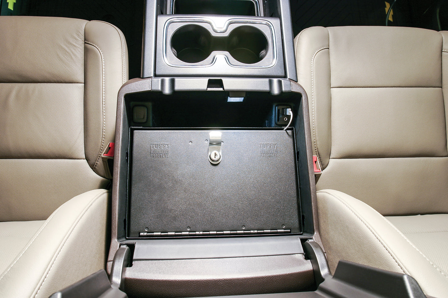 Console Safe - 14-19 Silverado/Sierra 1500 {19 Old Body Style} / 15-19 2500HD/3500HD / 15-20 Suburban/Tahoe/Yukon/Yukon XL w/ Flow-Thru Console Black Products Tuffy Security-8