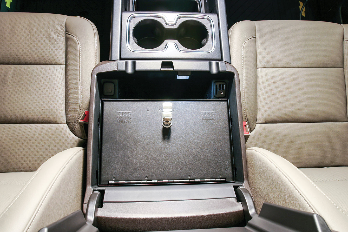 Console Safe - 14-19 Silverado/Sierra 1500 {19 Old Body Style} / 15-19 2500HD/3500HD / 15-20 Suburban/Tahoe/Yukon/Yukon XL w/ Flow-Thru Console Black Products Tuffy Security-9